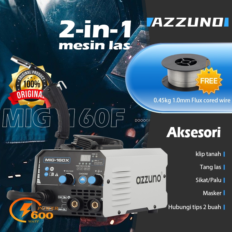 AZZUNO mesin las listrik multipro 2 in 1 trafo mesin las mig tanpa gas terbaru 600watt mma/mig welding machine Inventer