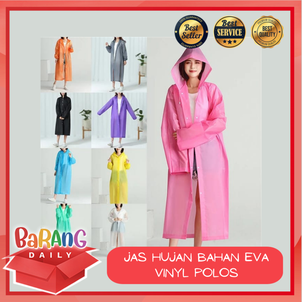 JAS HUJAN EVA VINYL POLOS LENGAN PANJANG / JAS HUJAN MODEL KOREA