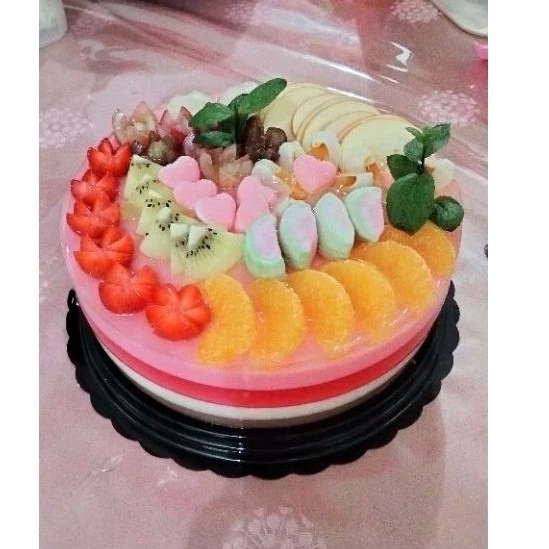 

puding tart buah/puding topping marshmallow