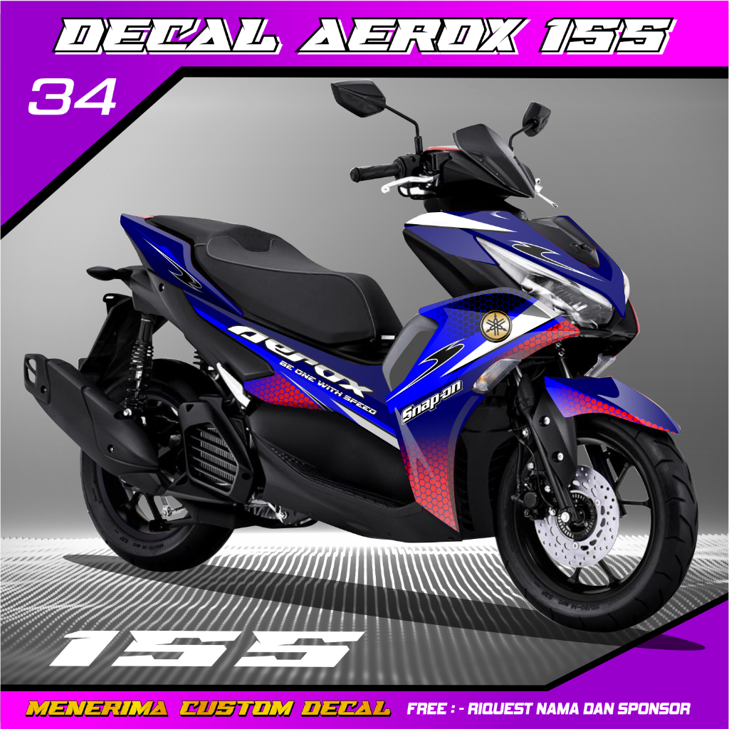 Decal Stiker Yamaha Aerox 155 Connected Full Body Nvx Biru