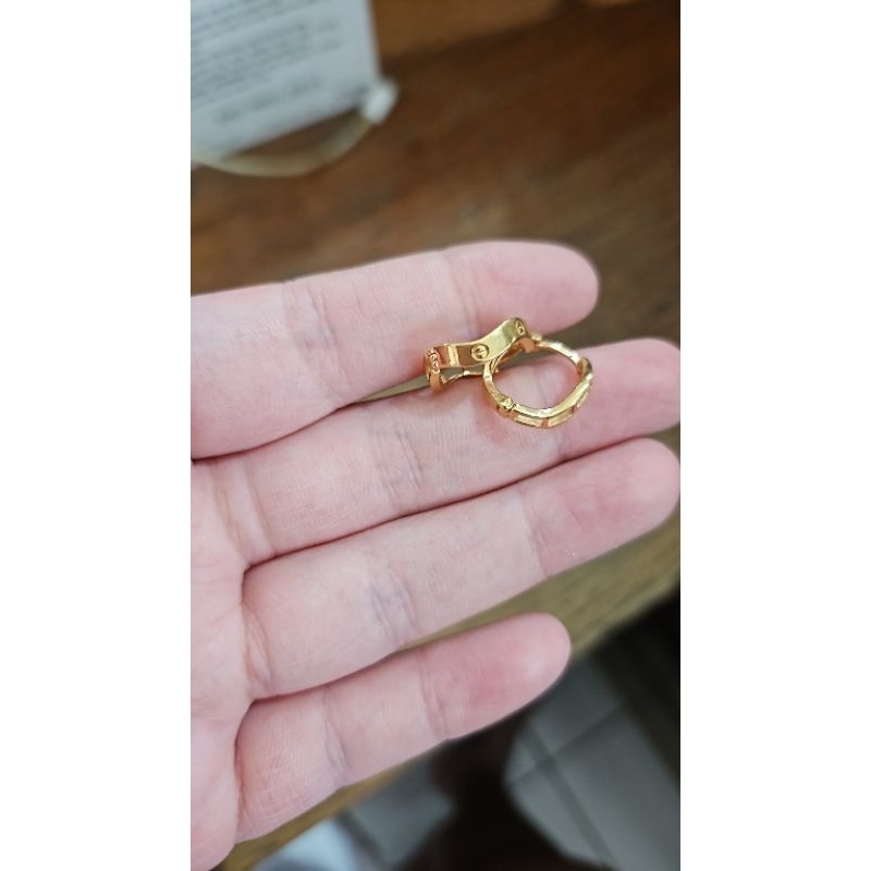 anting jepit kartir paku bulat emas asli 700 70% unik 16k gold