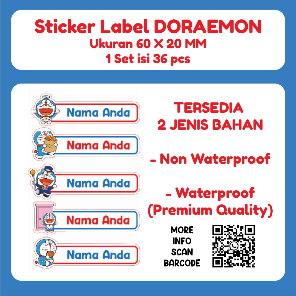 

STICKER LABEL CUSTOM DORAEMON 60 X 20 MM