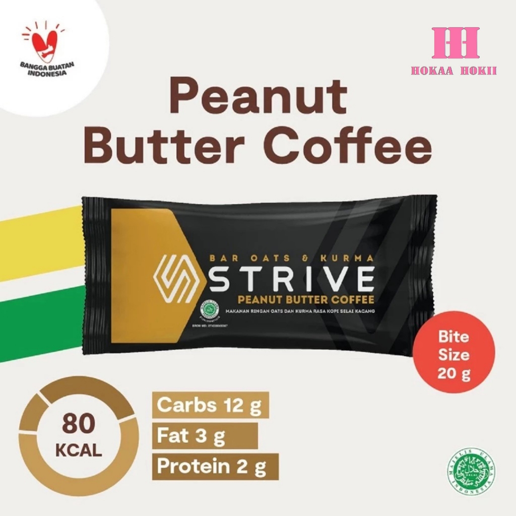 

Strive Energy Bar Rasa Peanut Butter Coffe 20gr | Halal - Snack Energi Olahraga