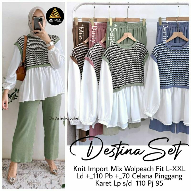 Original Product Set Fashion Pakaian Muslim Wanita Setelan Atasan Tunik Jumbo Celana Panjang One Set