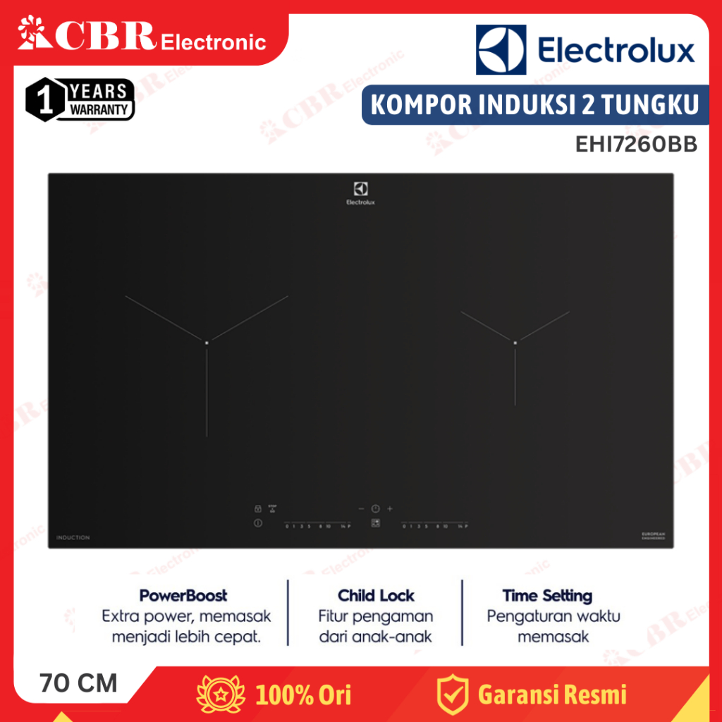 Kompor Induksi Tanam ELECTROLUX 2 Tungku EHI7260BB