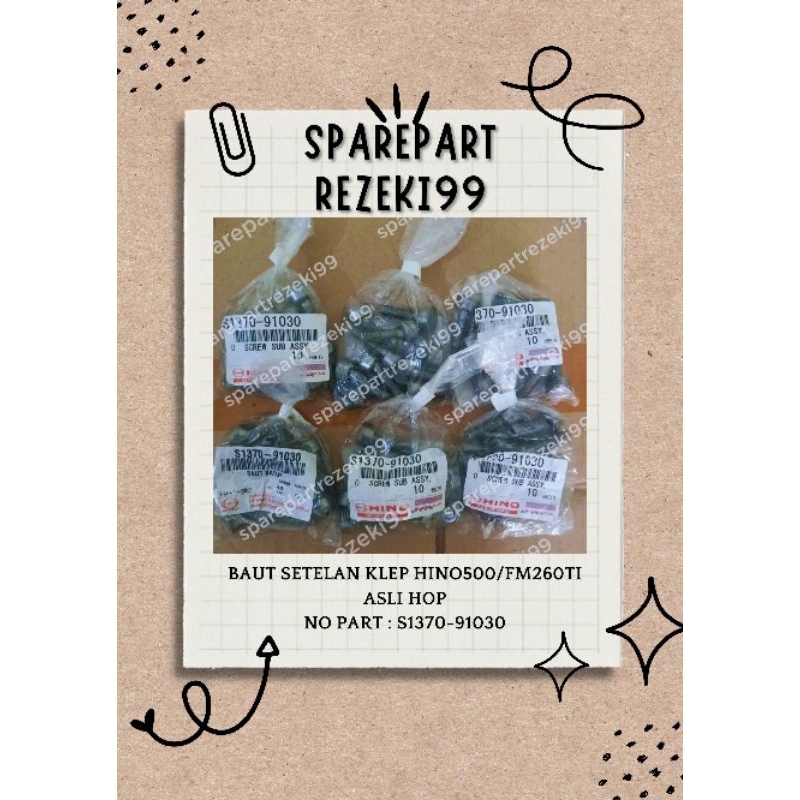 Baut Setelan Klep Hino500/Fm260Ti HOP ASLI