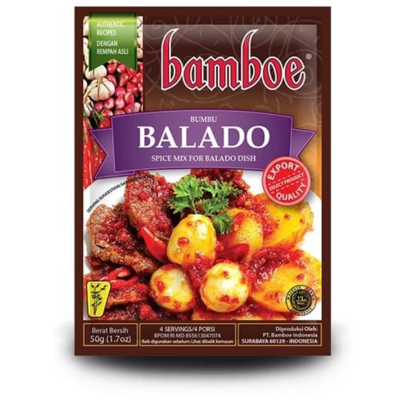 

Bamboe Balado | Bumbu Bamboe Balado 50g | Bumbu Balado Instan Merk Bamboe