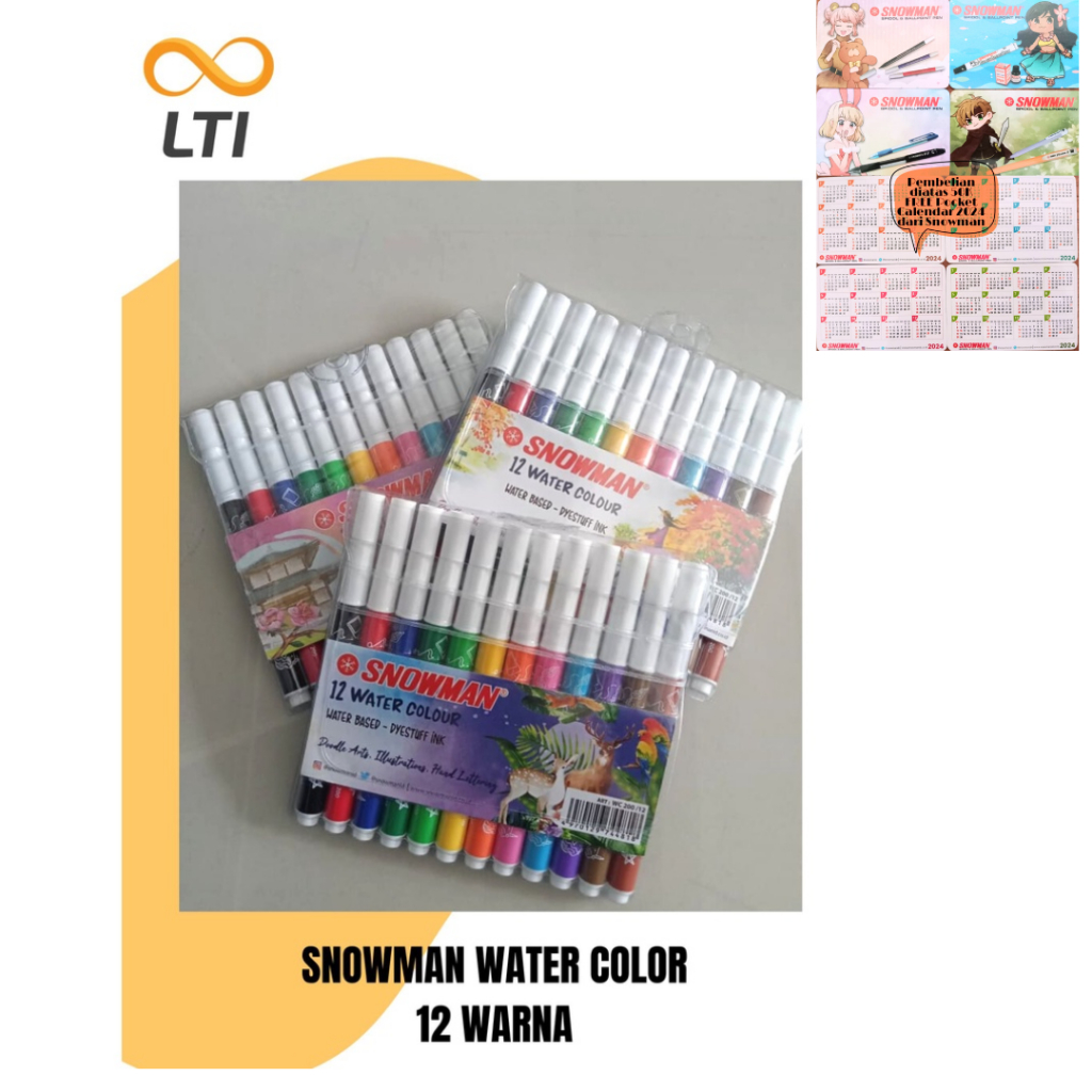 

Spidol Snowman Water Colour Marker Spidol Anak WC-200-12 - HEMAT