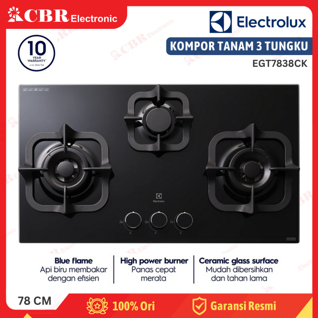 Kompor Tanam ELECTROLUX 3 Tungku EGT7838CK