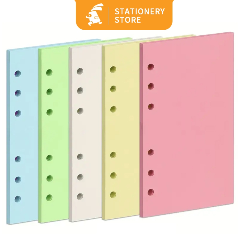 

100gsm Loose Leaf Warna Warni Pastel 6 Ring A5 A6 Refill Kertas Isi Binder-Rabbit Stationery