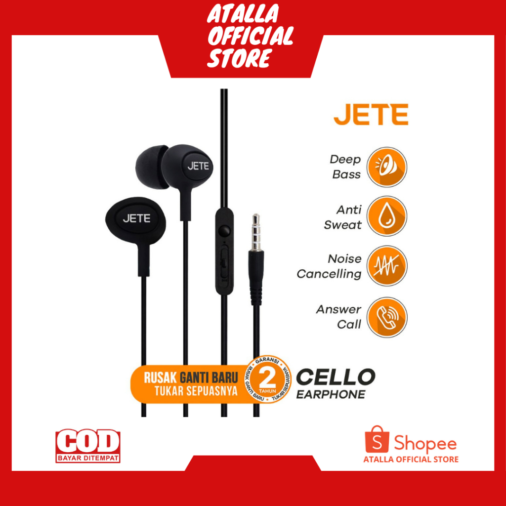 Headset JETE Cello super Bass / Earphone JETE Cello - Garansi 2 Th