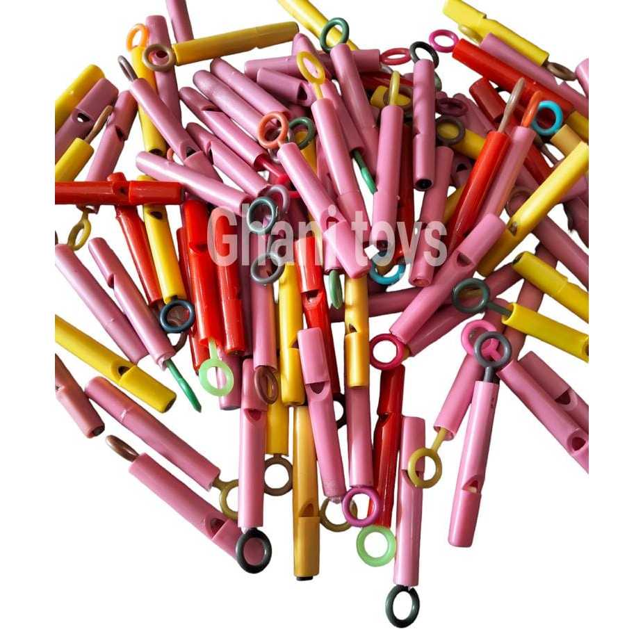 100 pcs mainan suling tarik mini warna//seruling burung mini//seruling mini plastik