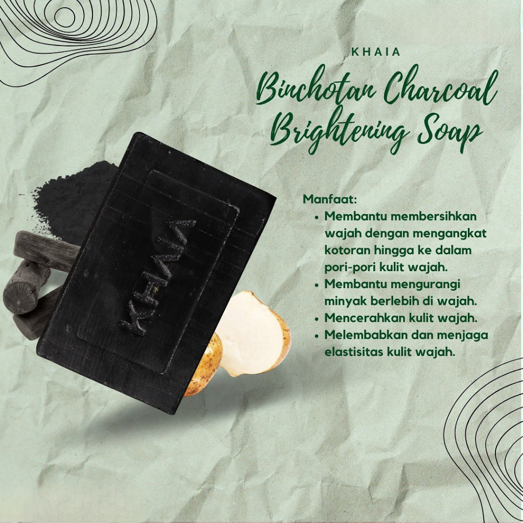 khaia Binchotan Brightening Charcoal Soap Skincare Sabun arang