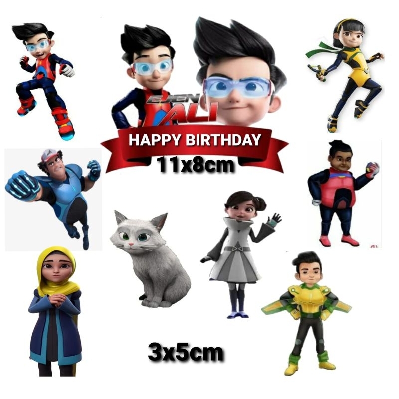 Topper Cake / Hiasan Kue Tambah Nama,Motif Ejen Ali