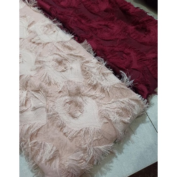 Murah.. Kain shifon rumbai rawis bulu