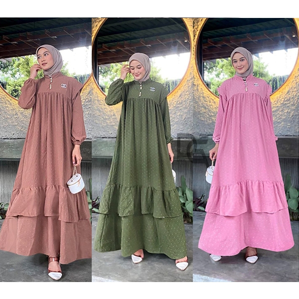 Gamis Crinkle Uragiri HQ Model Rempel Susun Polos Jumbo LD120