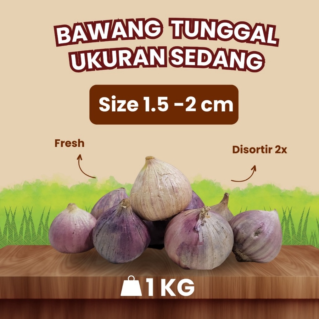 

12.12 MALL Bawang Putih Tunggal Lanang SEDANG 1.5-2 CM 1 KG !