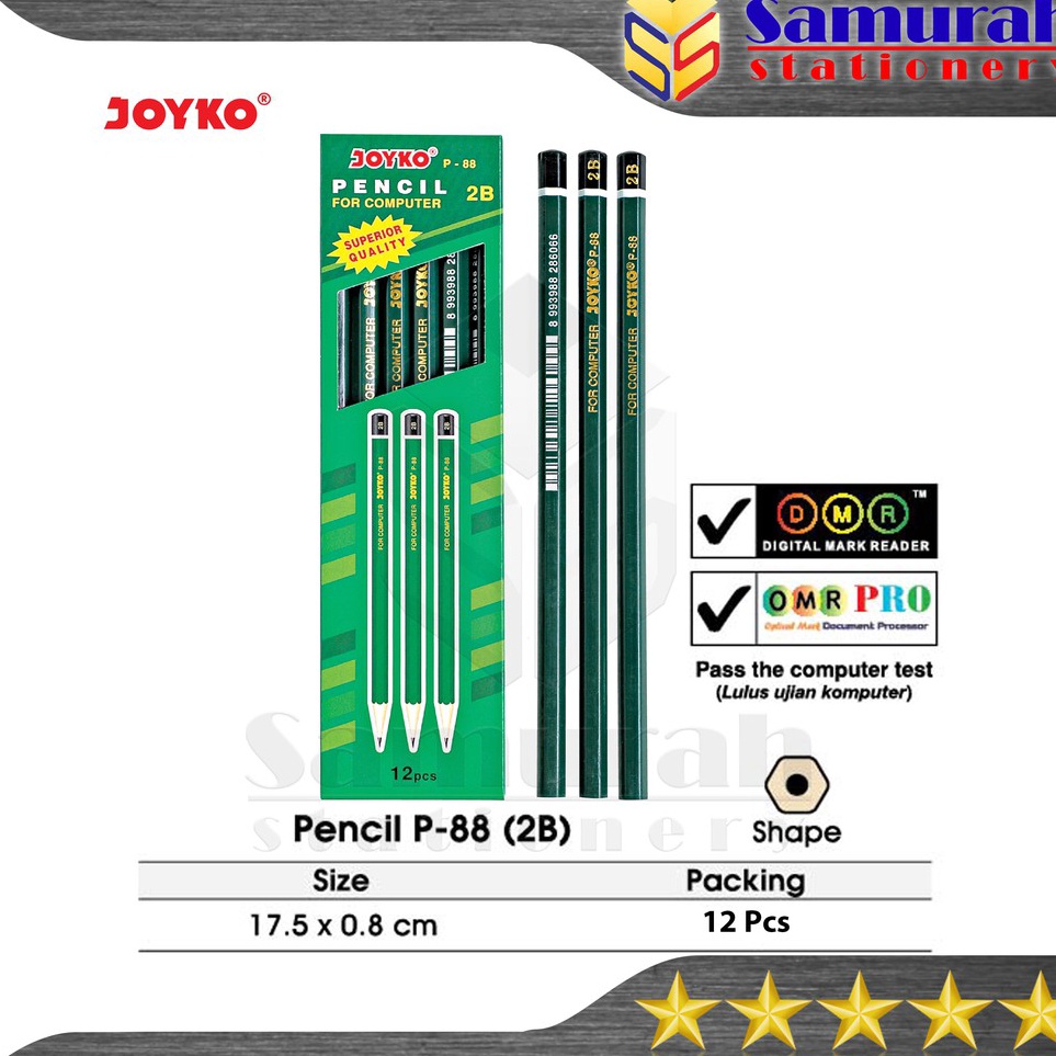 

Dijual Pensil Kayu Joyko 2B P88 ( Hijau ) Terlaris Favorite / Wooden Pencil P 88 / Pensil Murah Raut P-88