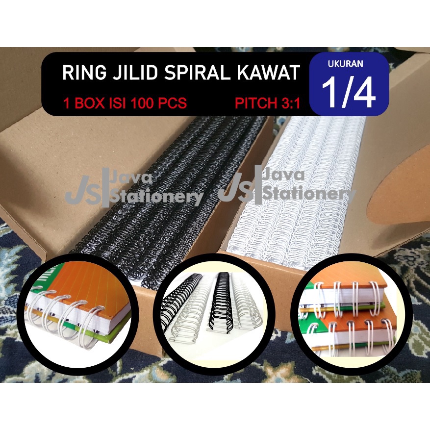 

✨Original✨ Ring Kawat Spiral Jilid 1/4 Pitch 3:1 - 1 Box isi 100pcs Paling_Murah !