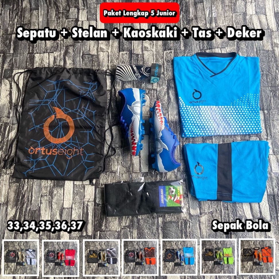 Terlaris.. Sepatu Bola Paket Komplit Ortus Hiu Anak  Junior