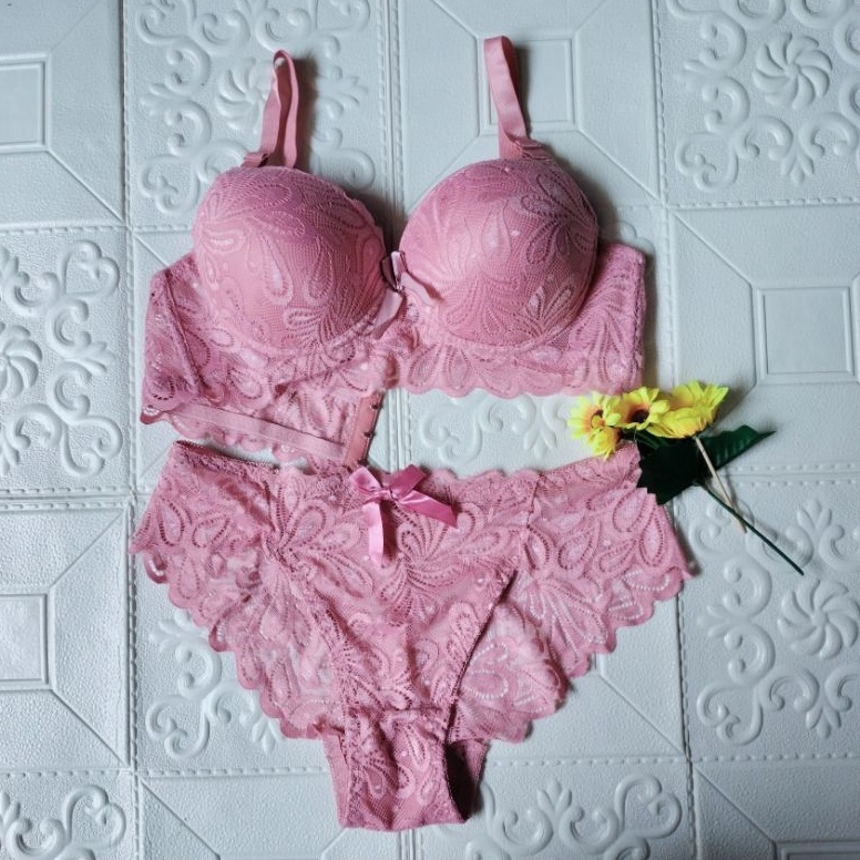Terlaris.. bra set setelan bh + cd wanita renda kawat busa tebal cup A