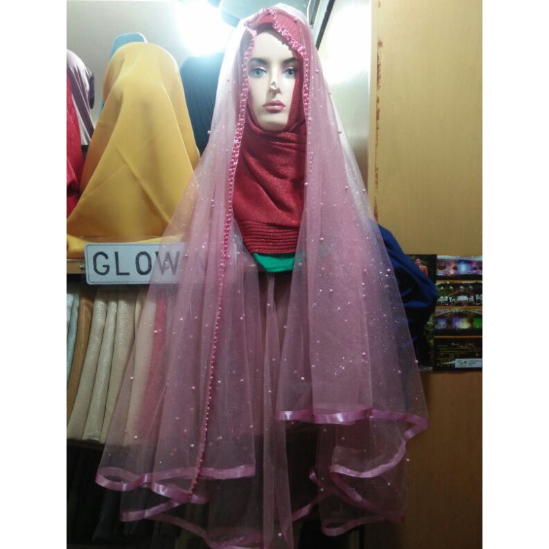 12.12 FLASH SALE Veil tile Pengantin full mutiara/ slayer pengantin mutiara/kerudung pengantin panja