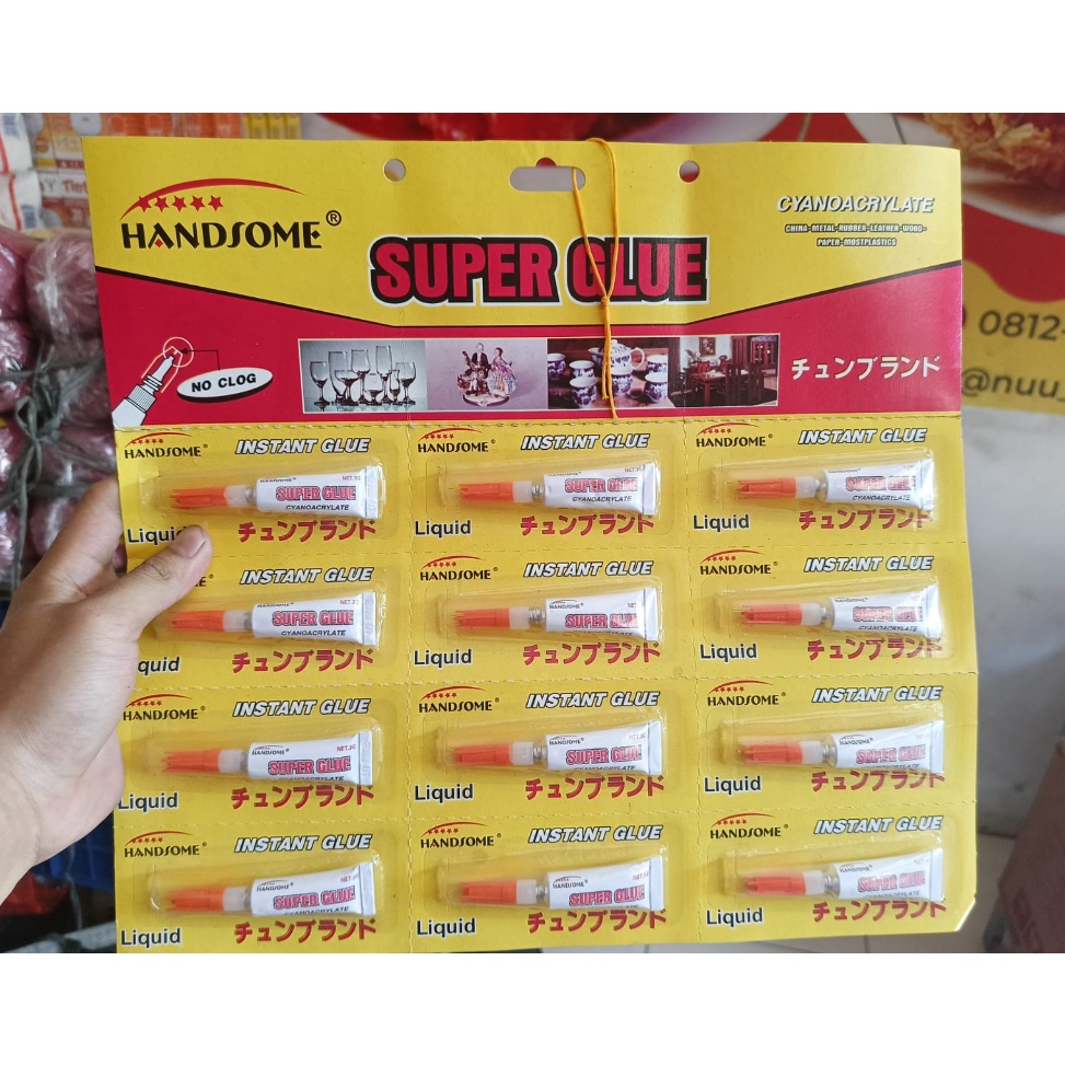 

Lem Handsome super glue murah harga per lembar (bukan satuan)