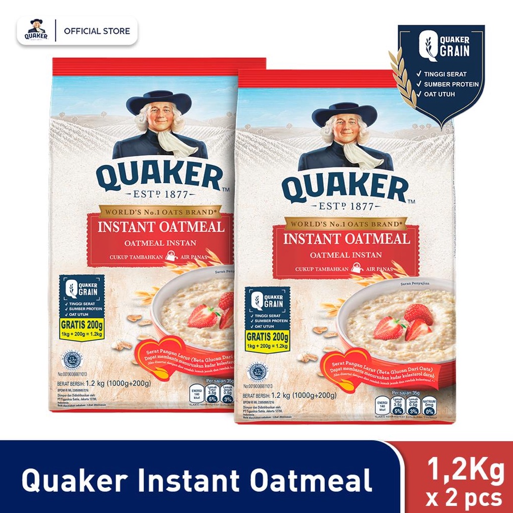 

12.12 FLASH SALE Quaker Instant Oatmeal 1200 gr - Twin Pack serbuuu !