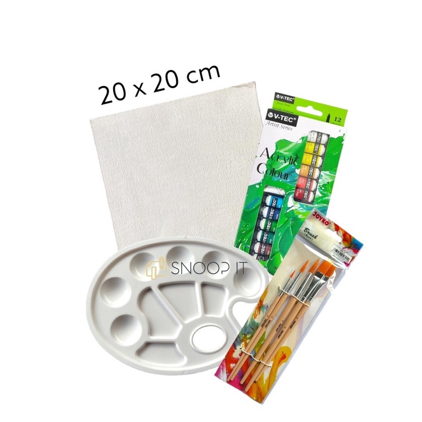 

✨TERBARU✨ Paket Melukis Lengkap Set 4 in 1 Set Kanvas 20x20 Kuas Palet dan Cat Acrylic - Set- SHSNP 