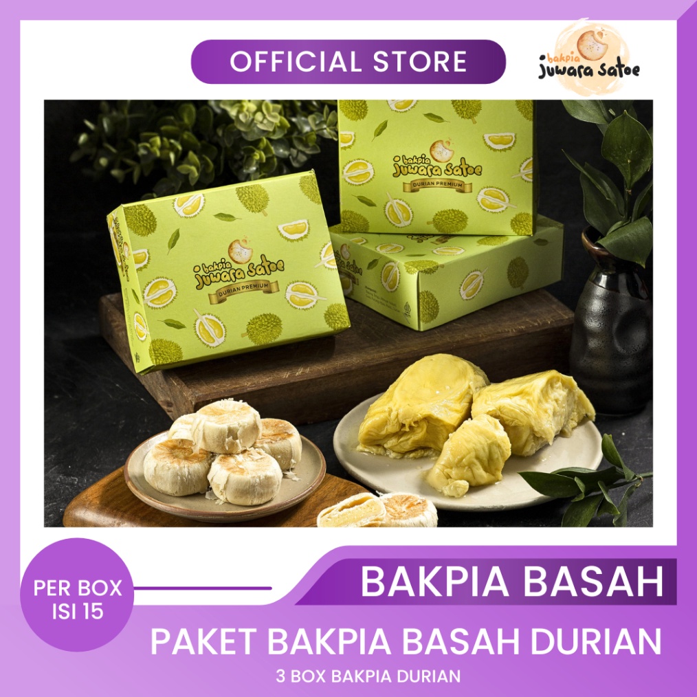 

✨ [ 3 BOX ] PAKET BAKPIA BASAH DURIAN - JUWARA SATOE OLEH OLEH KHAS JOGJA !!!