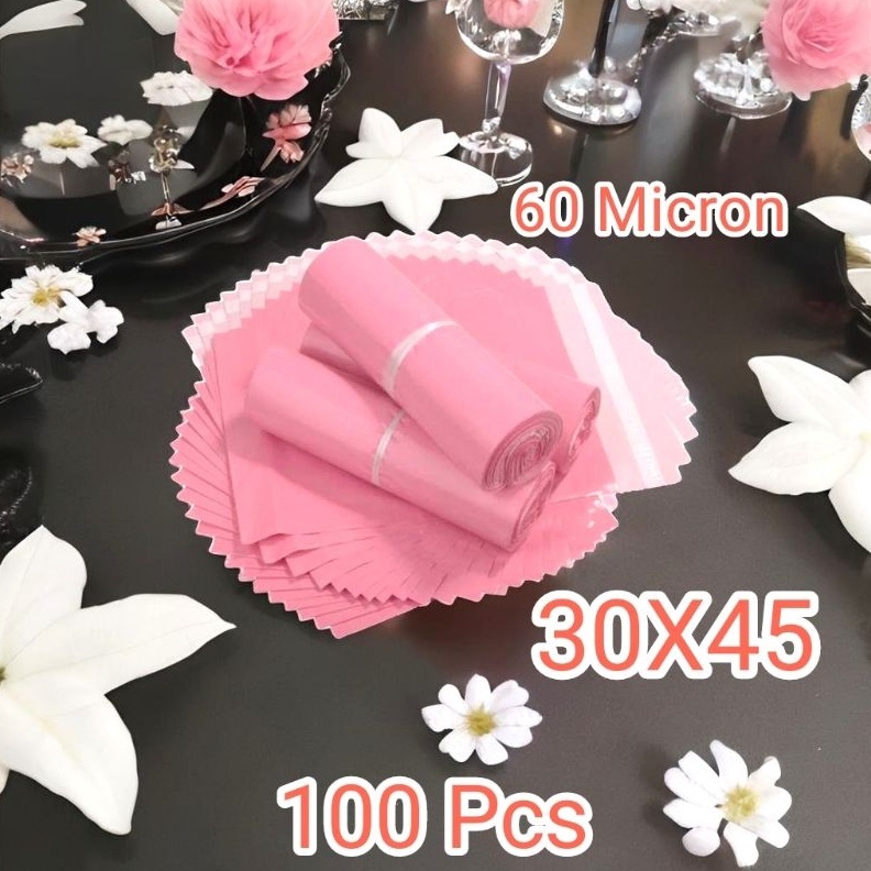 

Bisa COD Polymailer BABY PINK plastik packing sudah ada lem 30x45 100 lbr premium look murah Bandung ready stock murah
