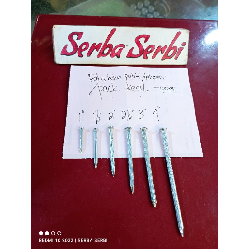 (/PACK KECIL PAKU BETON PUTIH) Paku beton dinding galvanis