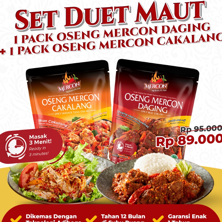 

SYNM4441 DISKON!!!!!!! Mercon Merah Putih - Set Duet Maut || Oseng Mercon Daging + Cakalang