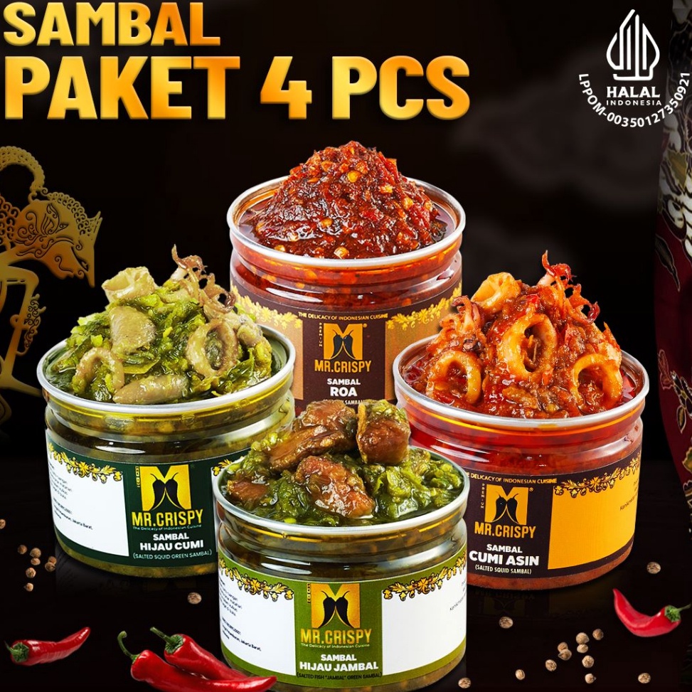 

Terkini Paket Sambal Mr.Crispy/Paket Sambal 4 Pcs 80