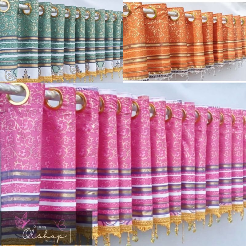 Gorden Poni Blackout Import Printing Pink Hijau Coklat Model Smokring