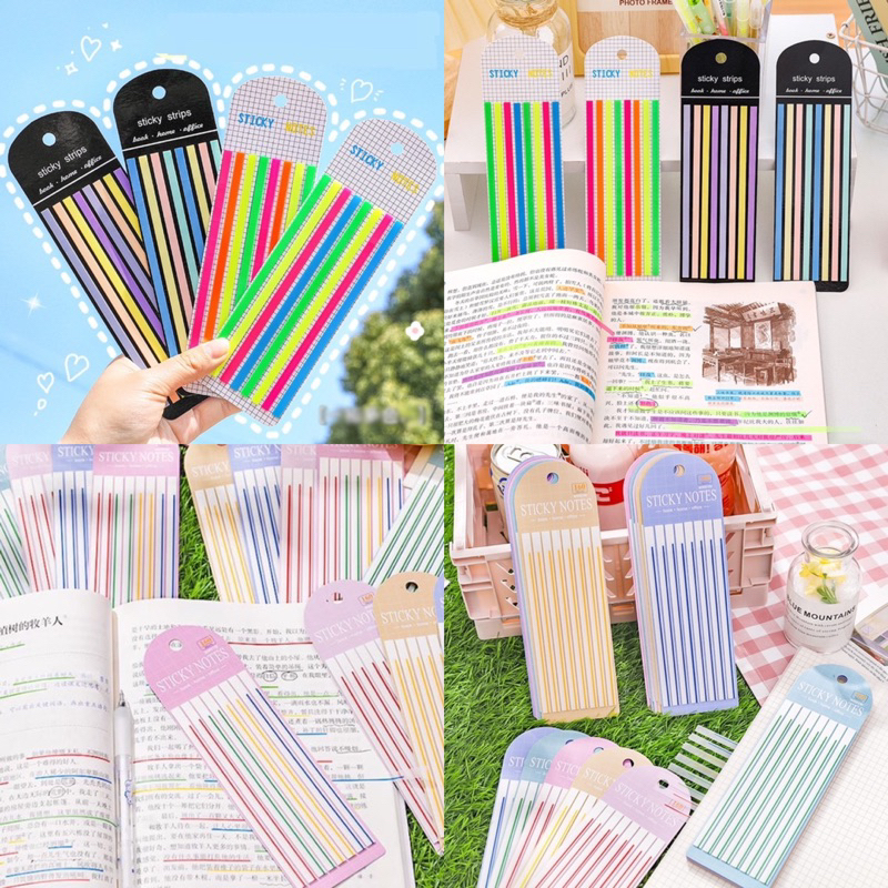 

[BISA COD] 160 Lembar STRIP Transparan Sticky Note / Transparent Highlighter Penanda Buku Anotasi Annotation Long Panjang Stripe PET Tahan Air Memo Garis (BACA DESKRIPSI)