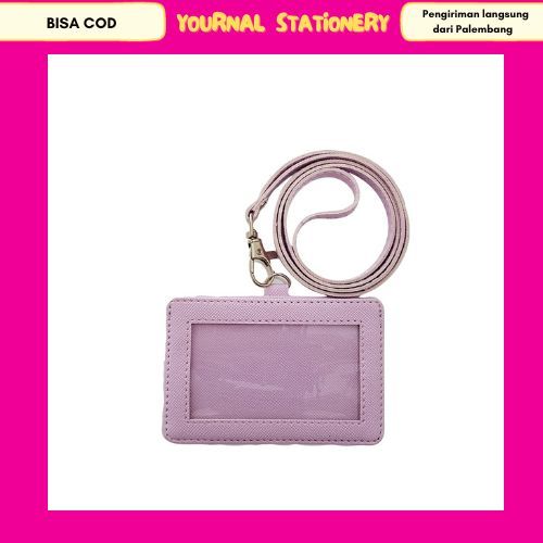 

ID Flashee Card Holder Horizontal Kulit Lanyard Ungu Lilac Landscape PU Leather ID Card Holder Horisontal Murah Berkualitas