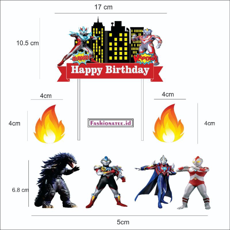 cake topper ultramen hiasan kue happy birthday
