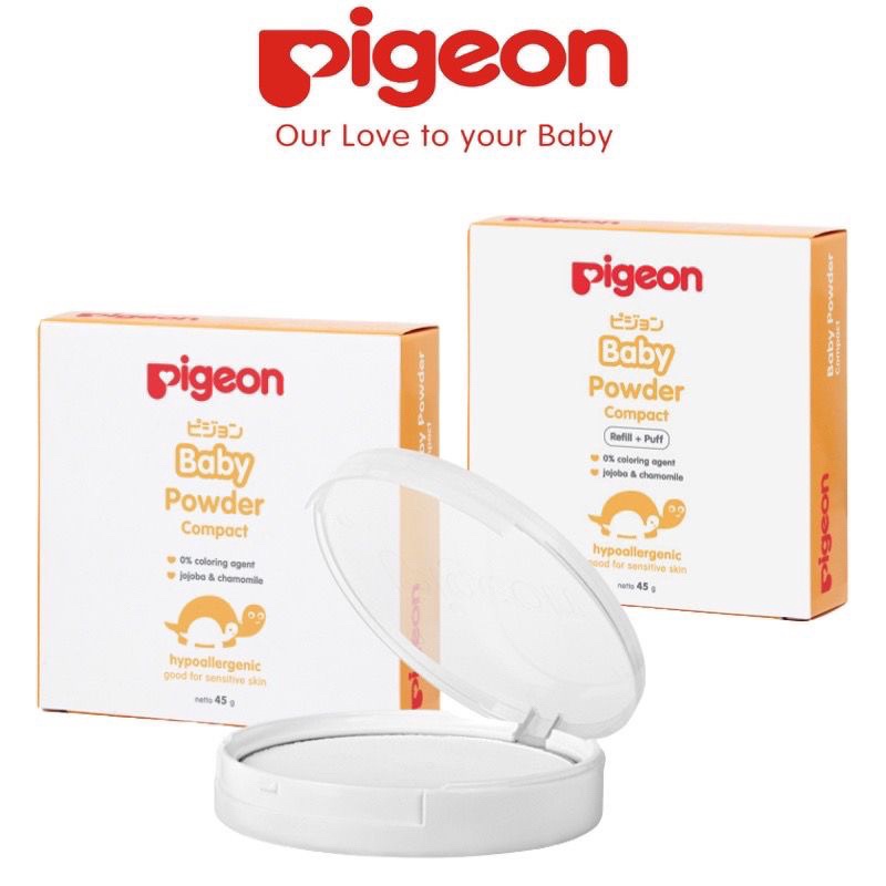 12.12 Brand Pigeon Baby Compact Powder Cake Set Refill + Puff 45gr 45 Gr Bedak Bayi gas 
