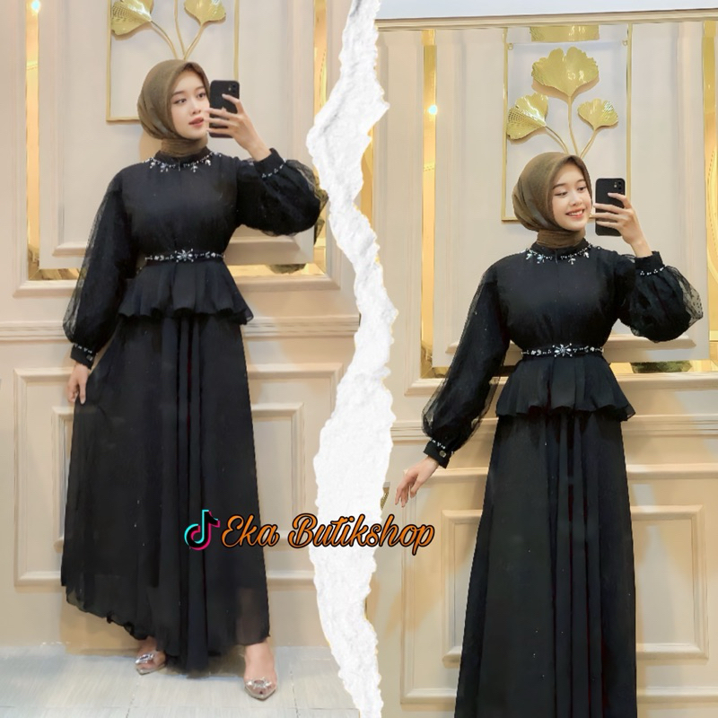 ELNARA DRESS TERMURAH DAN TERLARIS // CERUTY BABYDOLL MIX BROKAT PAYET // GAMIS PESTA MEWAH TERMURAH