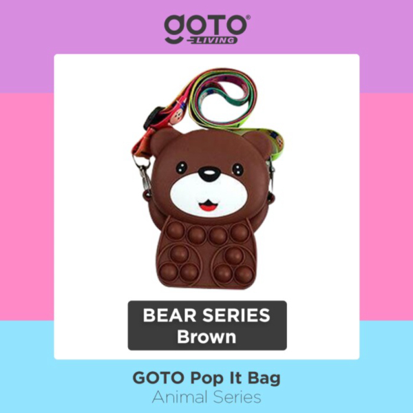 Unik Goto Pop It Tas Selempang Jelly Sling Bag Anak Perempuan Animal Series - Bear Brown Diskon