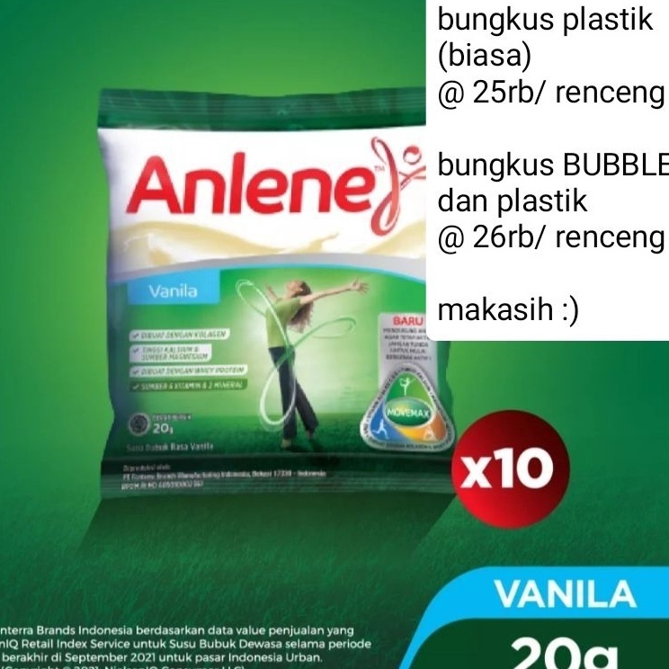 

HZBP7343 XG34448 [PROMO] ANLENE SACHET VANILLA 20gr x 10 pcs - exp Oct2024