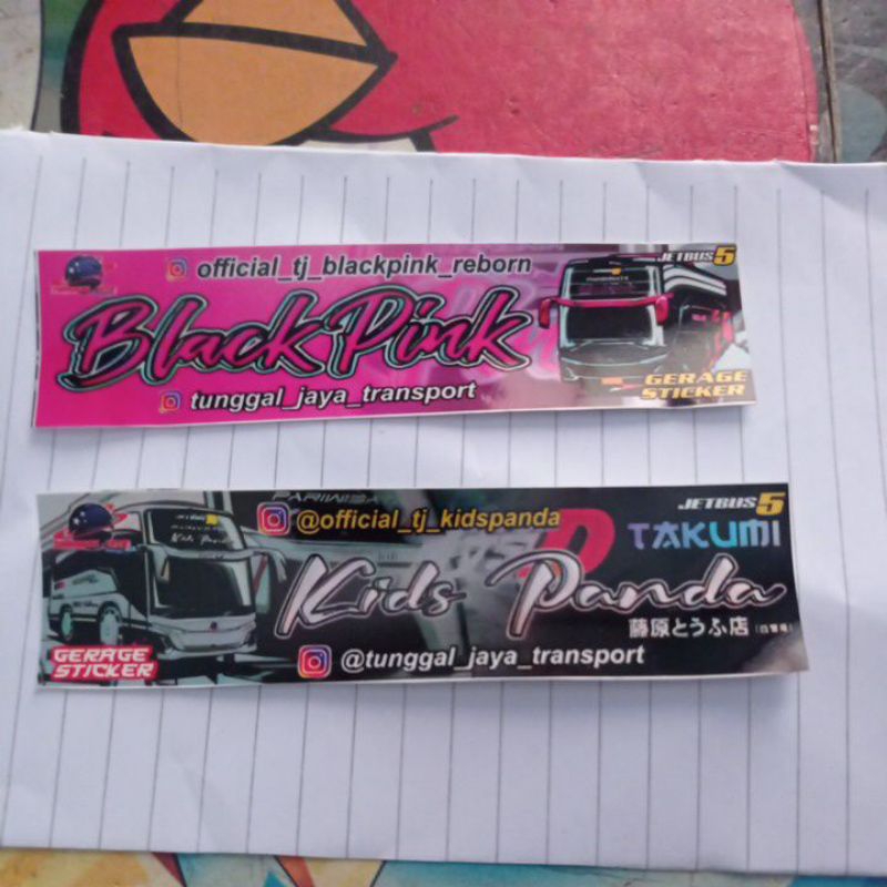 

stiker bus kids panda jb5 black pink jb5