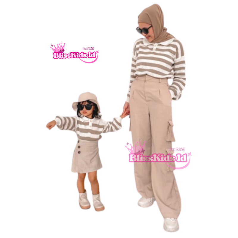 Blisskidsid Baju Couple Ibu Anak Perempuan Sweater Couple Knit Stripe