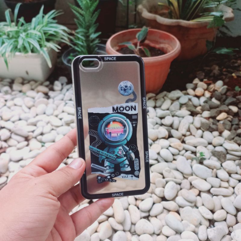 Case Vivo 1601 1602 1612 1713 1714 1719 1609 Softcase Oval Black Gambar Astronot Vivo V5 V5s V5 Lite