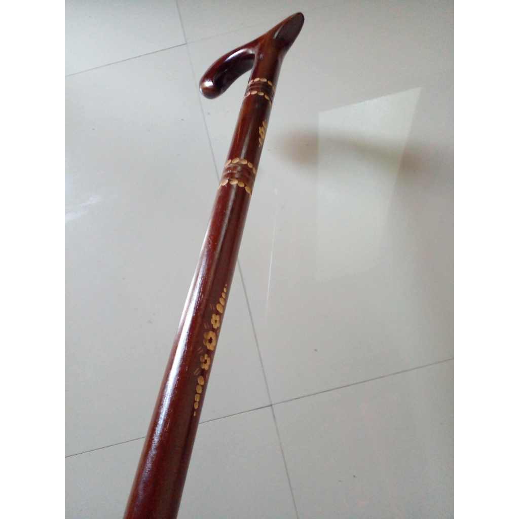 TERMURAH Tongkat Jalan Kayu Jati Asli / Tongkat Kayu / Tongkat Jalan / Tongkat 1 Kaki / Tongkat Ukir