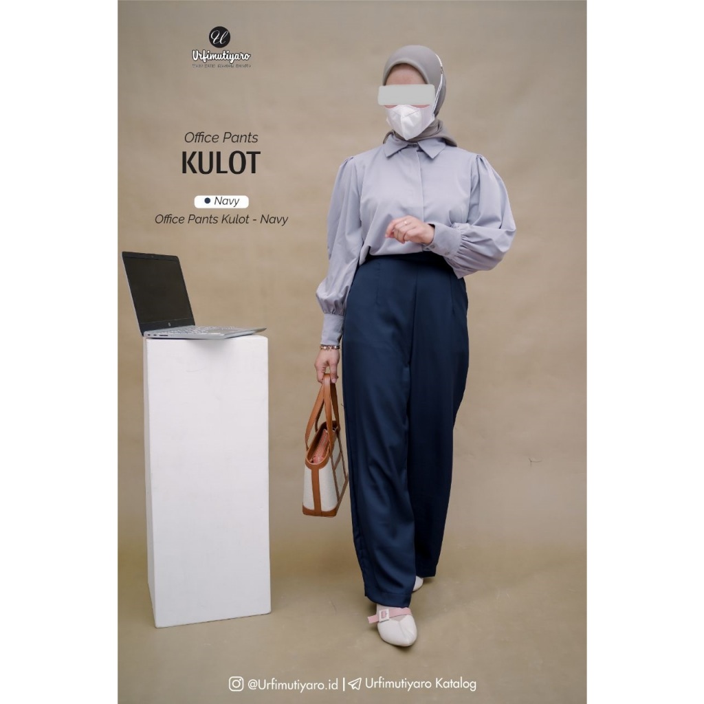 Office Pants by Urfimutiyaro celana kantor perempuan Cullote Navy L