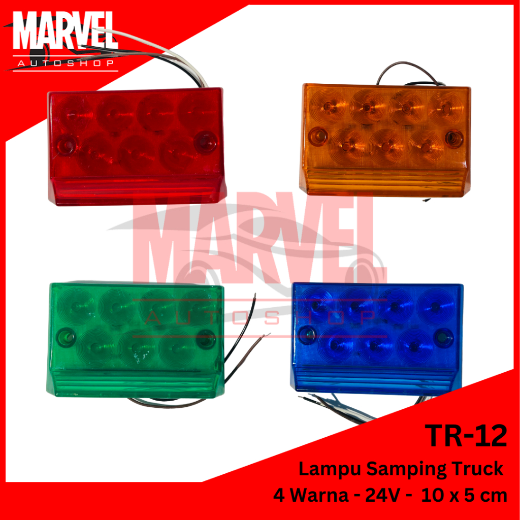 LAMPU LED SAMPING BAK TRUCK TRUK KOTAK 12V / 24V 24 VOLT WARNA WARNI 2 MODE 3 KABEL SEIN LIGHT 7 MAT