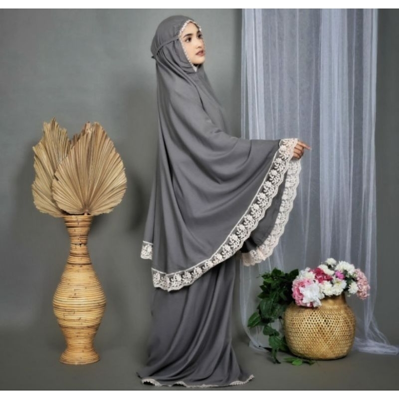 Mukena renda VEERO/ Mukena renda dewasa/ Mukena dewasa katun jumbo/ Mukena renda mewah