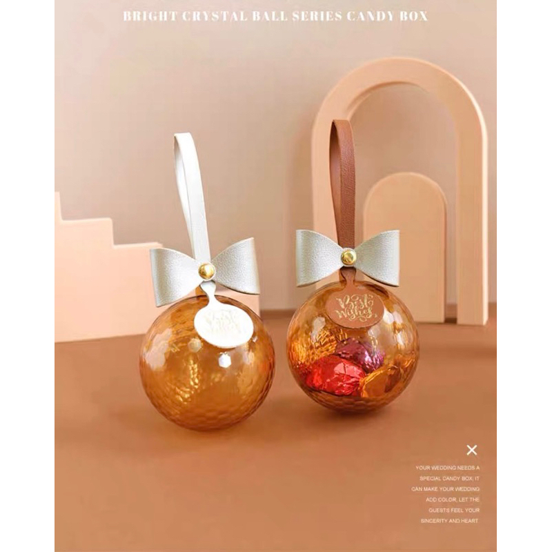 Tempat permen Acrylic decoration Bola natal lebaran cyn akrilik trasparant Dome flower coklat